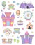 Princess castle isolated design elements.