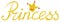 Princess crown gold golden word typographic lettering isolated