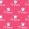 Princess Crown Seamless Pattern Background Vector Illustration.