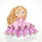 Princess doll in a lush pink dress isolated on a white background
