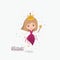 Princess fairy fantastic character with crown and magic wand colorful sparks and stars on white background