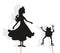 Princess and Frog shadow puppets on white