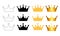 Princess Golden and Black Crown Icon Collection Set Isolated on white Background Vector Illustration EPS10