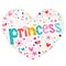 Princess heart shaped typography lettering design