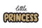 Princess lettering, Golden glitter crown. Typographic print for kids or babies. Sparkle Hand writing Calligraphy phrase