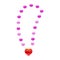 Princess necklace, pearls, heart-shaped pendant, precious stones. Vector, illustration, cartoon style, isolated