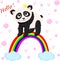 Princess panda on the rainbow - vector, illustration, eps
