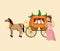 Princess with pumpkin carriage horse