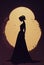 princess silhouette illustration in front of light, ai generated image
