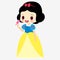 Princess Snow White. Doll . Fairy tale character. Girl in a dress. With little bird.