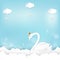 Princess Swan and cloud Happy Birthday, Shower card paper art, p