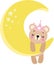 Princess teddy bear hanging on yellow moon