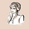 Princess Wales, Lady Diana portrait sketch illustration on white background