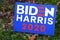 PRINCETON, NJ -31 OCT 2020- View of a Democratic Biden Harris lawn sign during the 2020 presidential electoral campaign.