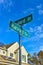 PRINCETON, NJ USA - NOVENBER 12, 2019:  Street sign at a crossroads in a suburb of Princeton