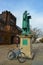 PRINCETON, USA - NOVENBER 12, 2019: View of the facade of East Pyne Building and a statue of Princeton University President