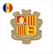 Principality of Andorra coat of arms insignia on isolated white background used on small European country flags