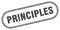 Principles stamp. rounded grunge textured sign. Label