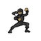 Print Black Ninja Character Pixel Art Illustration . Cartoon  Ninjas 8 Bit