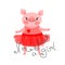 Print card, t-shirt design with cute piglet. Sweet pig says I`m jast a girl. Vector illustration