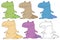 Print crocodile cartoon doodle color set hand draw monster