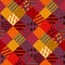Print for fabric. Patchwork in warm autumn colors. Ethnic boho seamless pattern