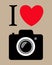 Print I love photography. vector background