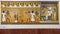 Print of the judgment scene from `Book of the Dead` on the wall of a jewelry store in Luxor Egypt.