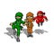 Print Pixel Art Ninjas Character . Cartoon Ninjas 8 Bit , Cartoon Ninjas Illustration , Red, Orange, Green, Ninjas Squad