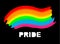 Print PRIDE typography word rainbow color - LGBT pride slogan against homosexual discrimination on a dark background. Gay parade s