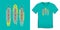 Print on t-shirt graphics art design, Paddle board, inflatable surf, surfboard colored, isolated on background