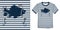 Print on t-shirt graphics design, Fish carp and rope, fishing motive image shirt sailor stripes, isolated on background