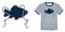 Print on t-shirt graphics design, Fish carp and rope, fishing motive image shirt sailor stripes, isolated on background blank