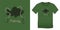 Print on t-shirt graphics design, motive green image, fish carp with rope and hooks, isolated on background