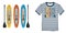 Print on t-shirt graphics design, Paddle board, nautical motive image shirt sailor stripes, isolated on background blank