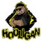 Print on T-shirt `hooligan` with a boar image.