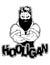 Print on T-shirt `hooligan` with a strong man image.