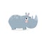 Print. vector cartoon rhinoceros. Little rhino