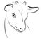 Print vector goat one line draw illustration