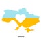 Print. Vector map of Ukraine. Silhouette. Ukrainian flag.