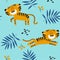 Print. Vector seamless tropical background with tiger.