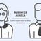 PrintA square image with the vector business avatar of a  woman and a man. An illustration for business template