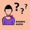 PrintA square image with the vector outline business avatar of a woman with question