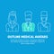 PrintA square vector image with outline avatars of a medical team for a hospital. A vector template for the medical poster or flye