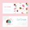 Printable cards with place for text, template. Posters with ice cream. Various ice-cream with sprinkles and berries. Balls