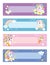 Printable cute unicorns note pages set vector