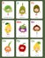 Printable flashcard English alphabet from I to Q with fruits and