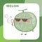 printable flashcard tropical fruits for kids. Learning about fruits name flashcard. kawaii melon flashcard for children