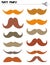 Printable Photo Booth Vector Props Set. Various Shapes and Colors Moustache. DIY.