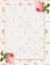 Printable vintage shabby chic style floral rose stationary on feather background